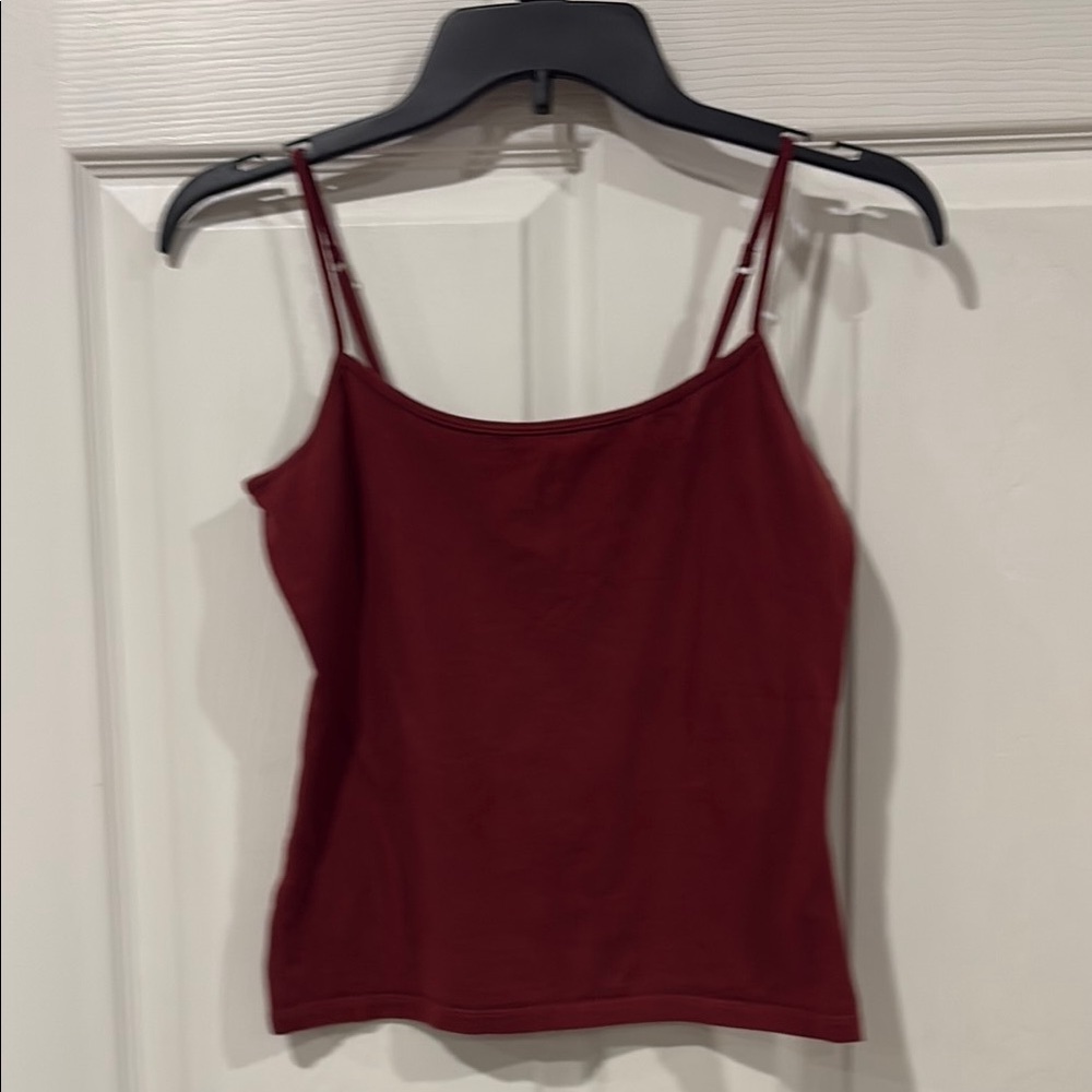 SO Women's Wine Red Camisole with Adjustable Spaghetti Straps